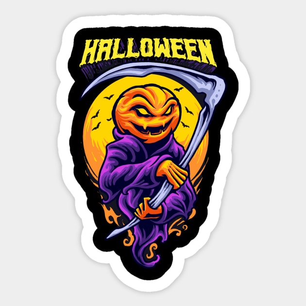 grim reaper pumpkins illustration Sticker by drydenshops